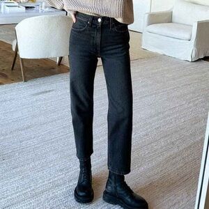 The Vintage Twin High Rise Stovepipe Jean in Black Size 26